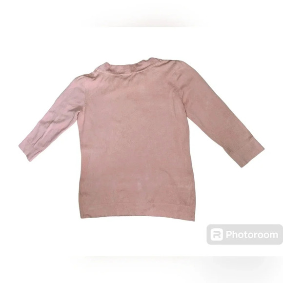 Karl Lagerfeld Paris Faux Pearl Neck Pale Pink  Lightweight Pullover Sweater, M - Picture 2 of 11